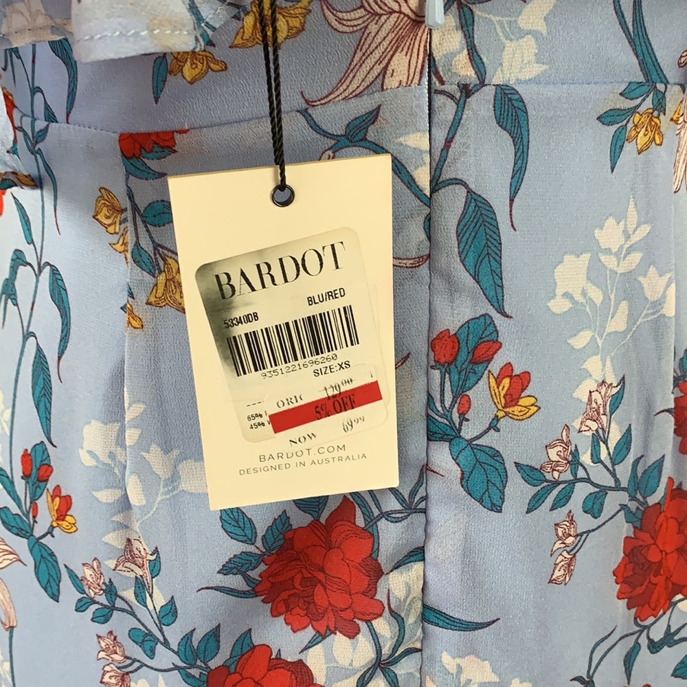 Bardot Blue Chiffon Floral Maxi - size 4 & 12 - Picture 7 of 11